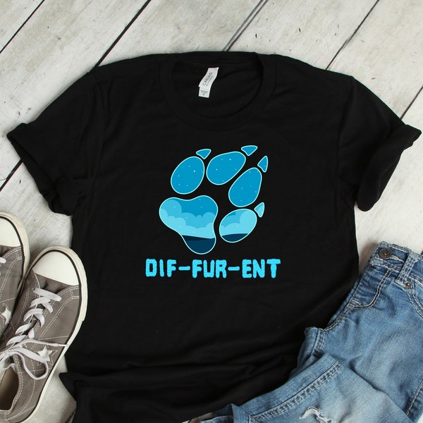 Dif-Fur-Ent Furry Fursona T Shirt Women Men Boys Girls / Hoodie / Raglan 3/4 Sleeve / V Neck Tee / Coffee Mug / Fursuit Fandom Sweatshirt