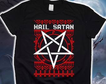 Hail Satan Shirt, Satanic Shirt, Pentagram Occult Shirt, Baphomet 666 Shirt, Devil Grunge Hoodie, Goth Shirt, Gothic Sweater Sweatshirt Gift