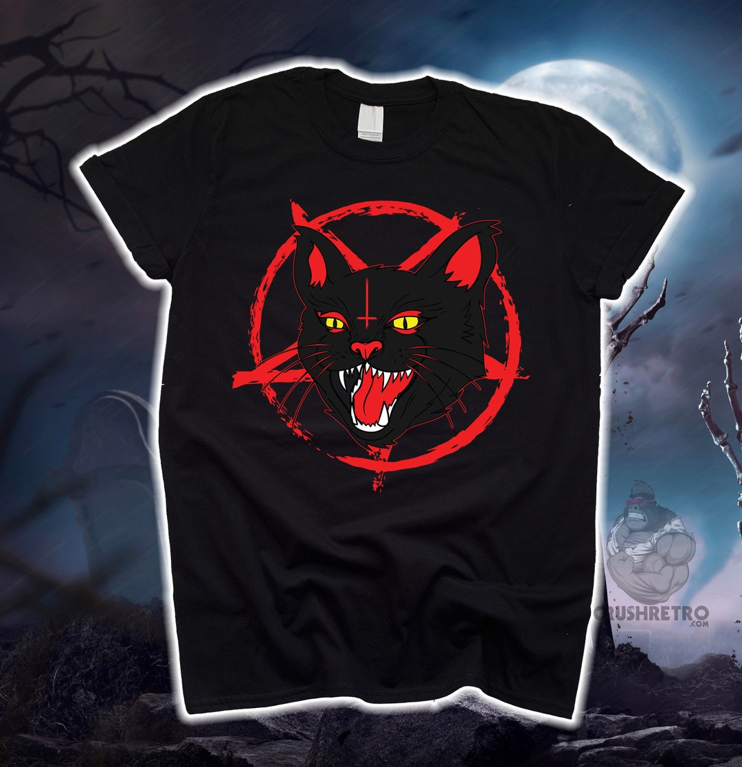 Cat Pentagram Shirt, Pentagram Occult Shirt, Baphomet 666 Shirt, Devil ...