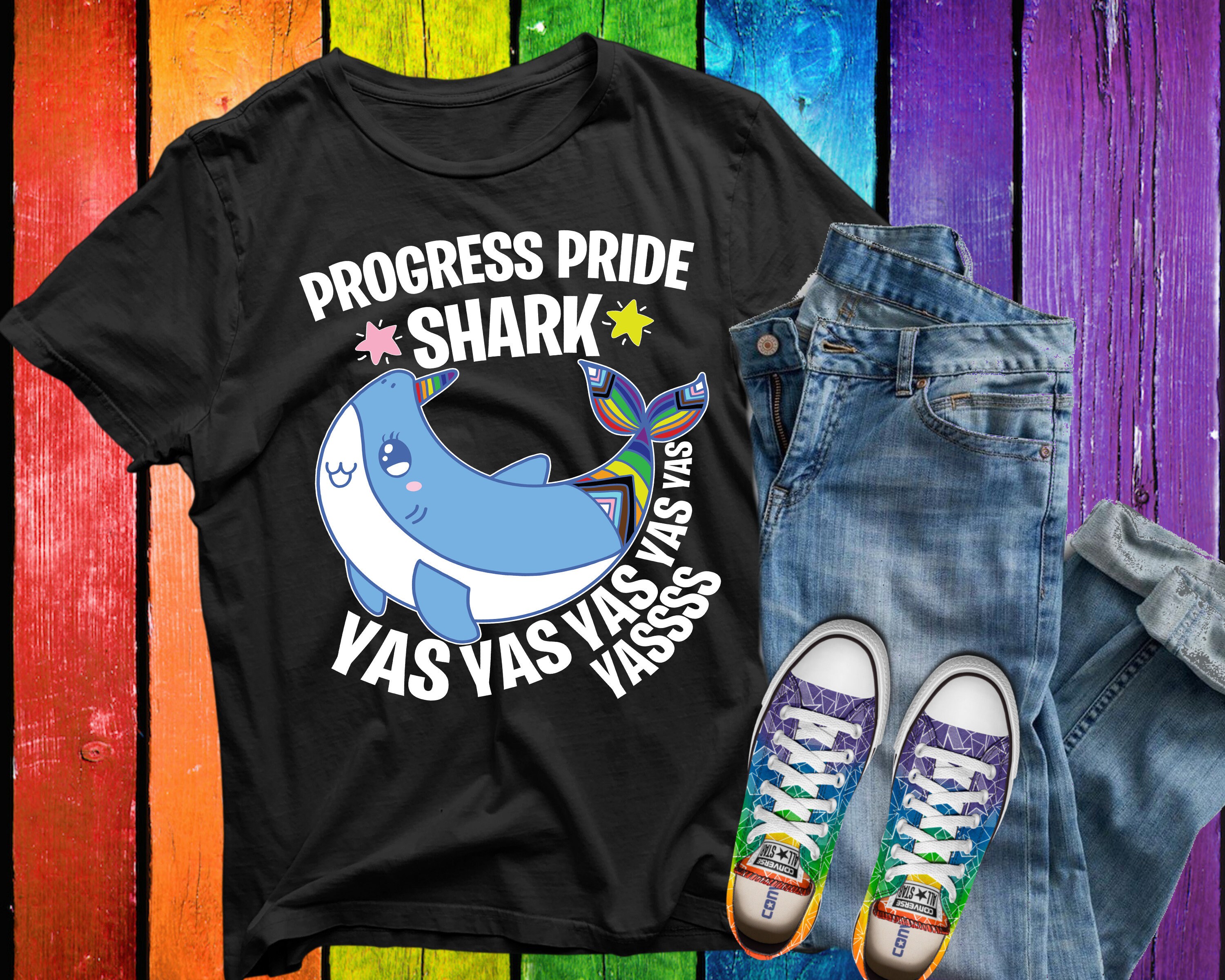 Baby Progress Pride Shark Yasss LGBTQ Month Gay Rights Pride Week