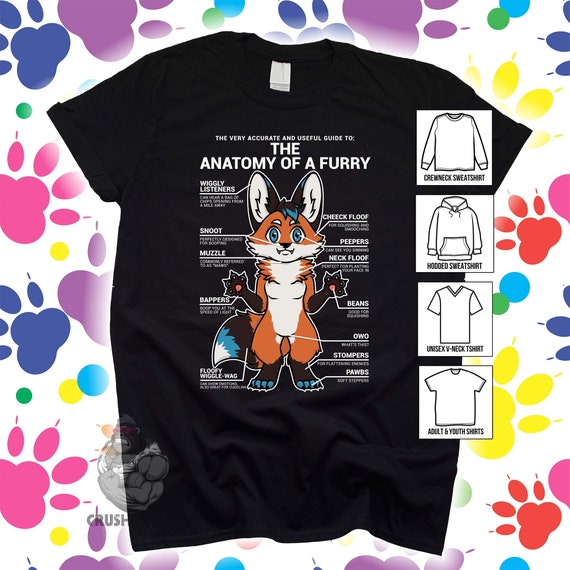 Furry Shirt - Anatomy Of A Furry - Cartoon Wolf Shirt Furry Shirt - Anatomy Of A Furry - Cartoon Wolf Shirt