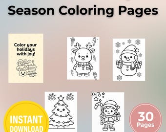 Holiday Coloring Pages for Kids | 30 Printable Activity Sheets | Christmas, Easter & Halloween Coloring Pack | Instant Download PDF