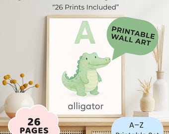 Alphabet Nursery Wall Art Printable Set | A–Z ABC Posters for Kids Room | Baby Shower Gift | 26 Digital Prints | 2:3 Ratio Nursery Decor