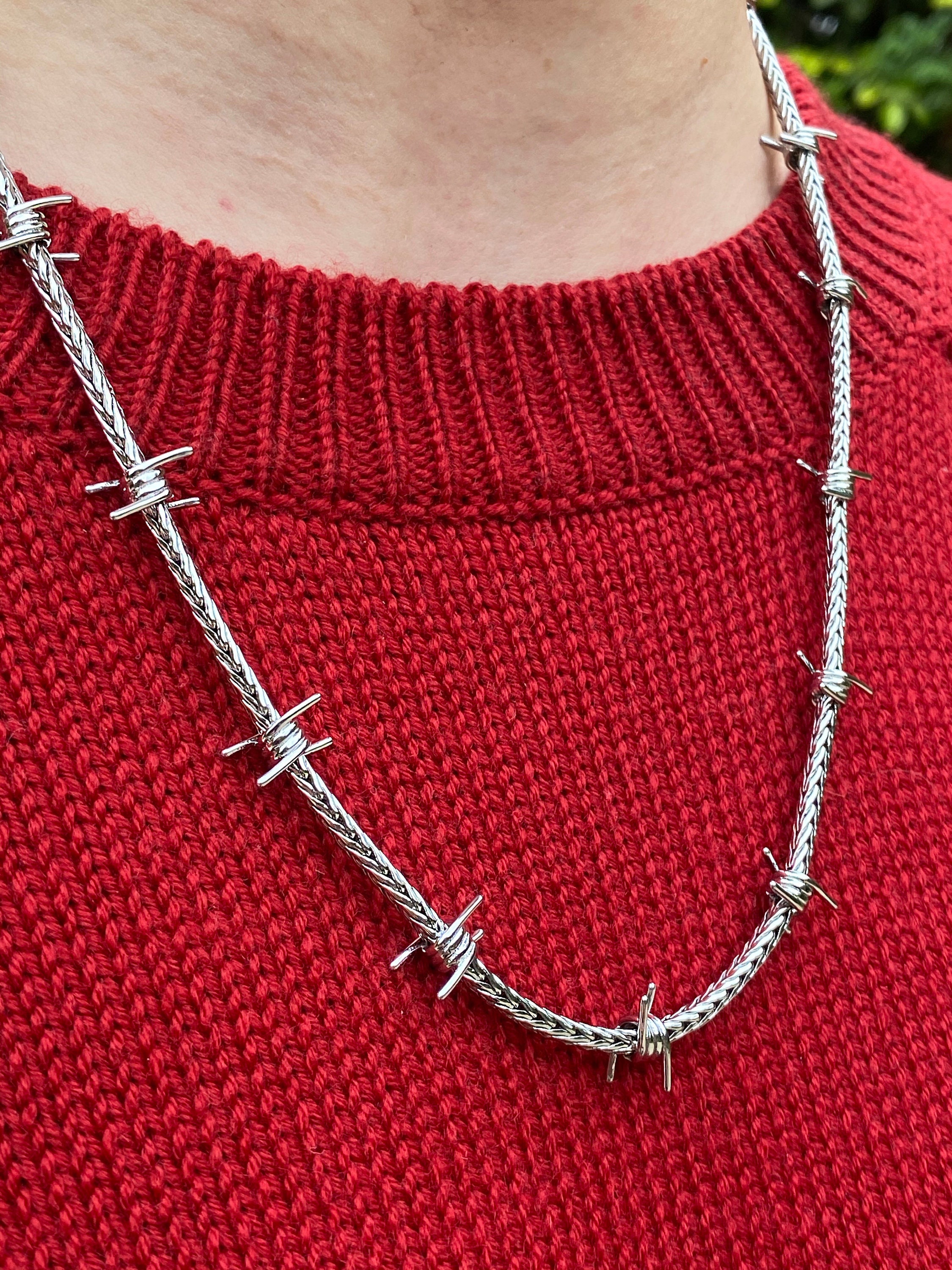 Iced out deals barbed wire chain