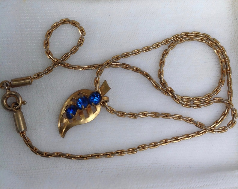 Vintage Vivid Blue Floral on Gold Tone Brooch/pendant and - Etsy