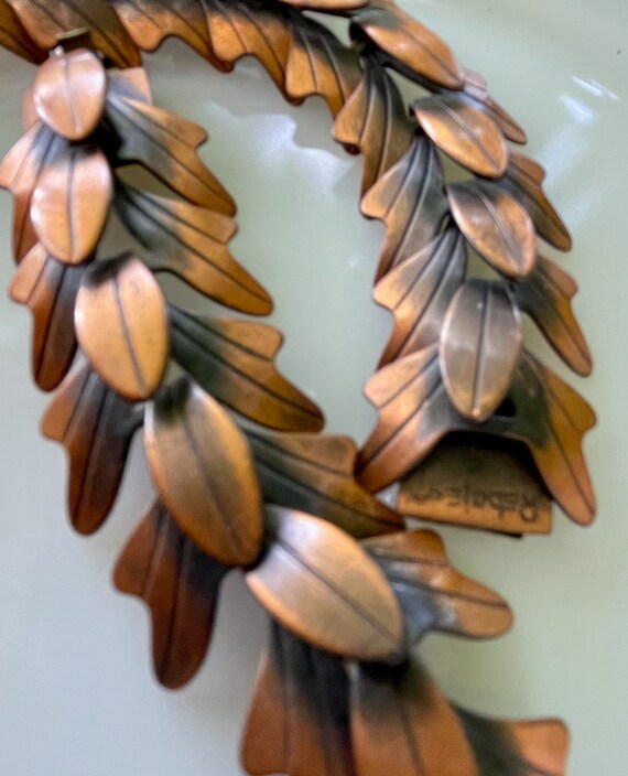 Vintage 1960's Rebajes Copper Articulated Leaf Ch… - image 4