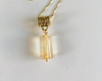 Citrine Necklace=Golden Yellow Hue= Citrine Pendant Yellow Hue =Citrine Pendant Necklace For Women Men