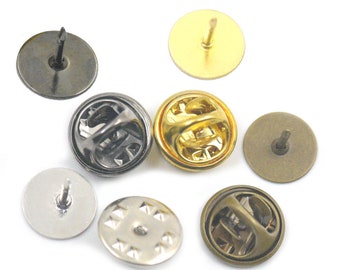 15/50/120/200 Sets Brass TIE Tac Tacks Butterfly with Clutch Findings Round Pinch Clip Chrome Lapel 10mm 3/8" Pad Pins