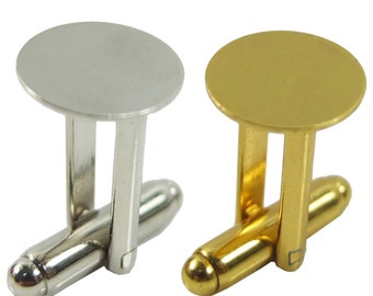 50 Copper Cufflinks Blanks, 15mm Round Pad, Jewelry Findings