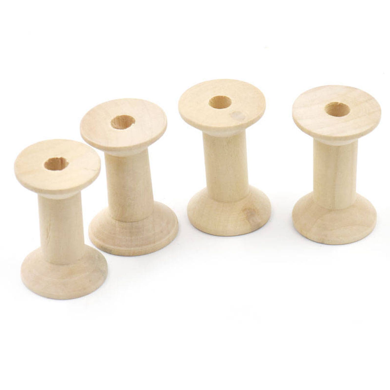 50 Pcs Natural Wood Empty Thread Spools Cylinder Craft Round - Etsy