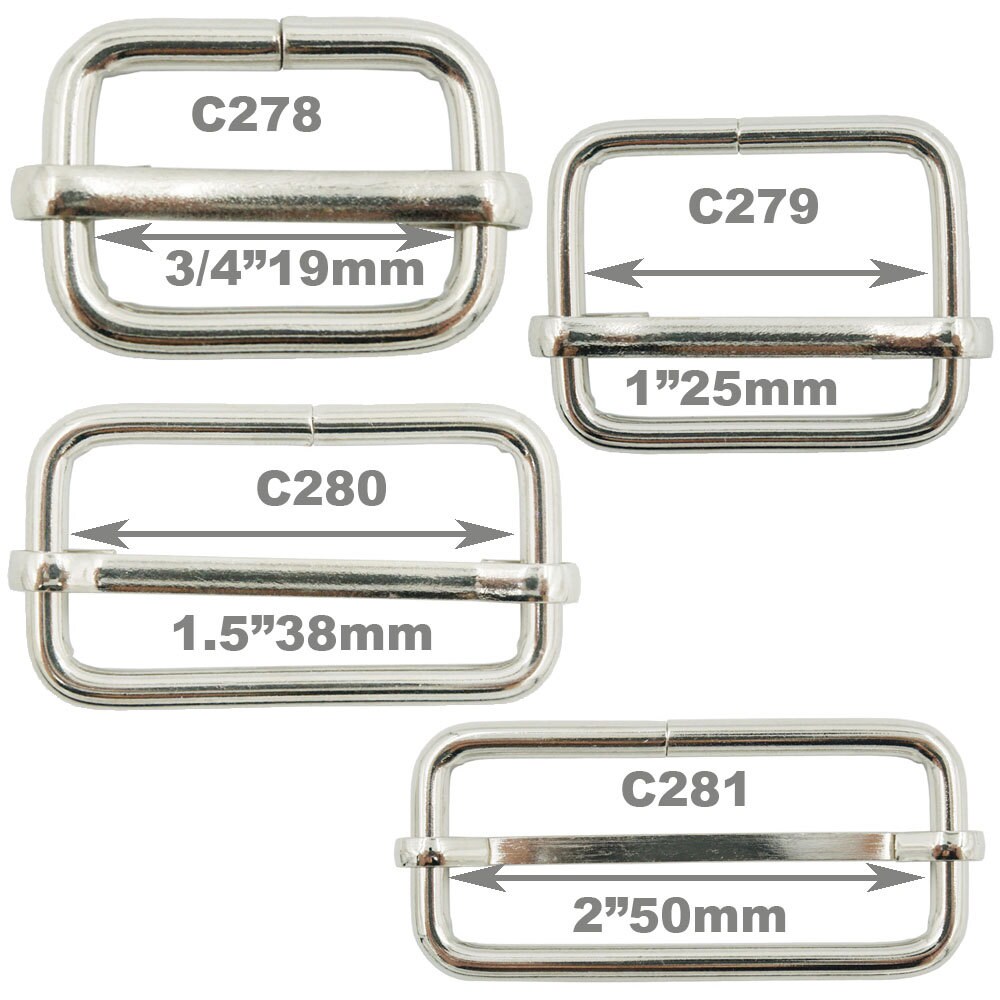20 Stück Triglides Aus Metall, 50 Mm – Schwarz, Für Gurte, Bänder Und Taschen