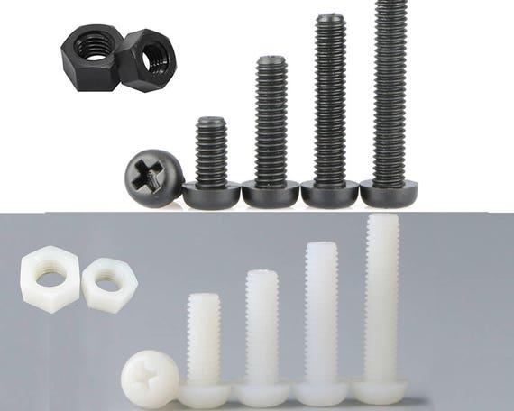 M4 x 6mm Plastic Hex Nuts Phillips Pan Head Screw Bolt Clear 10 Sets
