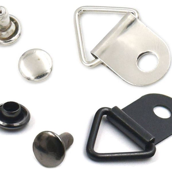 5 10 25 50 100 set 25MM 1" Triangle Ring Picture Frame Hanger Fastener With Cap Stud Snap Button Craft C1112
