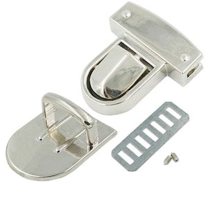 2 Sets Closure Catch Lock Tuck 35mm 1 3/8&quot; x 43mm 1 3/4&quot; for Leather Bag Case Clasp hangbag Purse Nickel C696