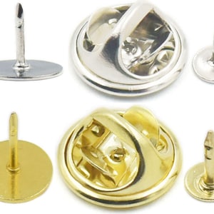 200 conjuntos de latón TIE Tac Tacks mariposa con hallazgos de embrague redondo Pinch Clip cromo lapel 4.5mm 10mm 3/8&quot; Pasadores de almohadilla