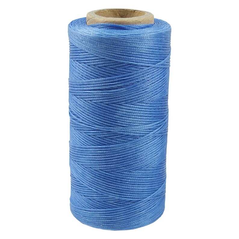 May include: A spool of light blue waxed thread for leather crafting.