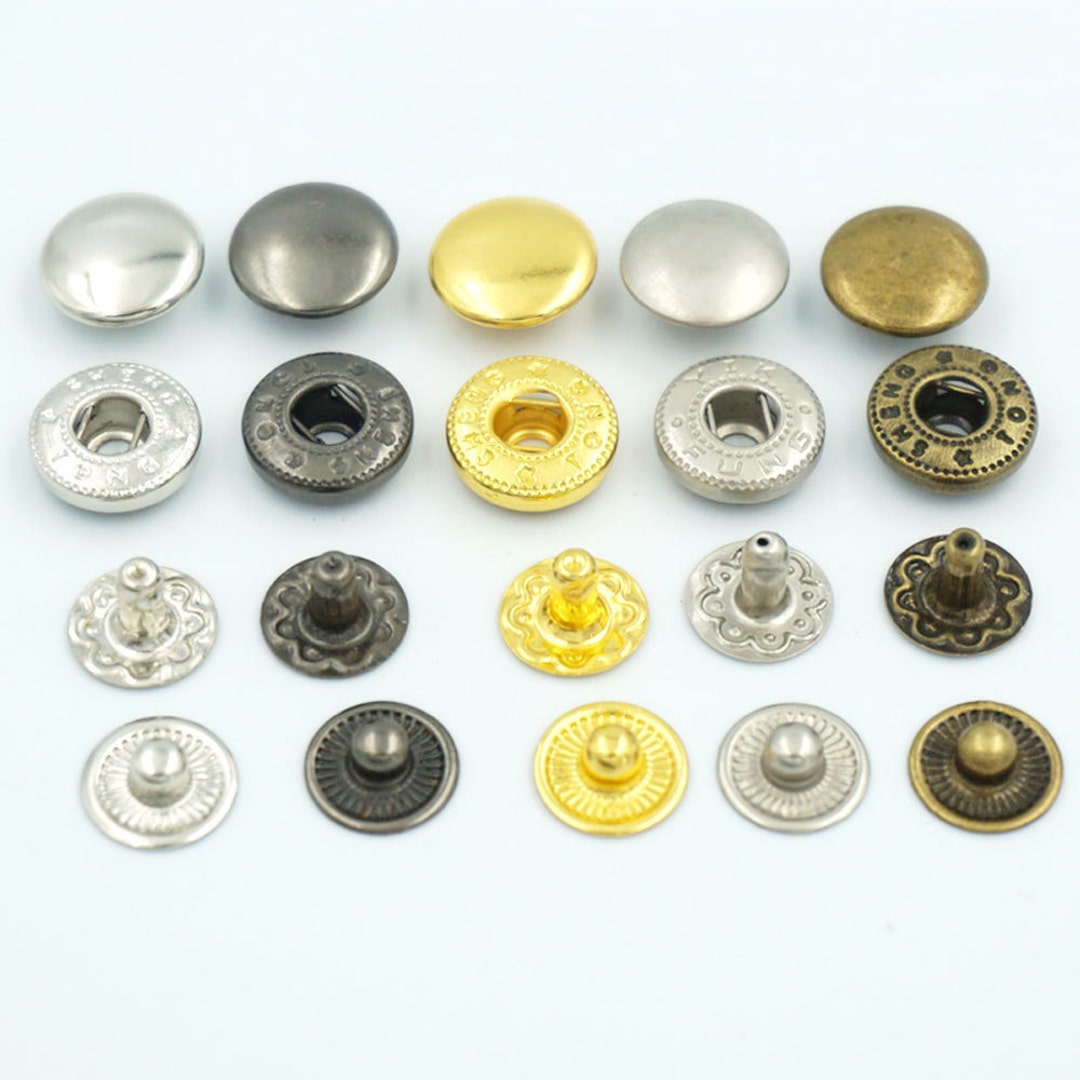 50Pcs/set Metal Snap Buttons Double Metal Rivets Snap Fasteners No Sewing  Press