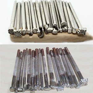 20 PCS Leather Stamping Tools, Different Shape Saddle Making Stamp Punch  Set, Stamp Punch Set Carving Leather Craft Stamp Tools 