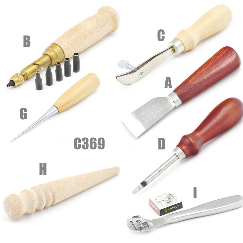 Leather Craft Tools Kit Awl Edge Beveler Creaser Wheel Hand Etsy