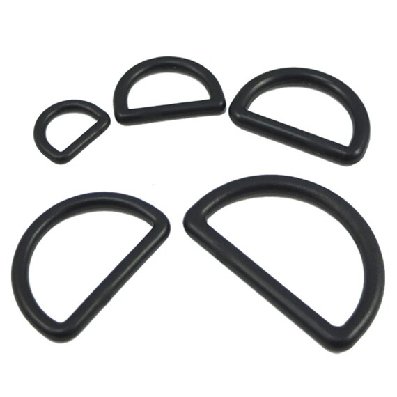 100 Pcs D Dee Ring 1//2 12mm for Webbing Belt Buckles Bag ribbon Plastic Black