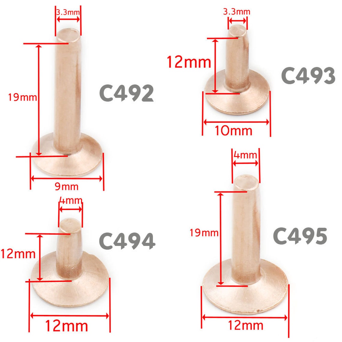 20 Sets Solid Copper Rivets & Burrs Permanent Fasteners Gauge Etsy