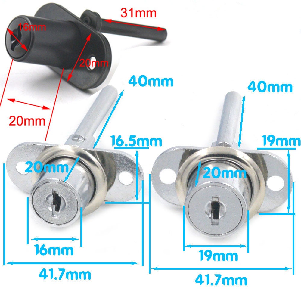 19mm Drawer Locks with Keys, 3 Pack Zinc Alloy Office Drawer Lock