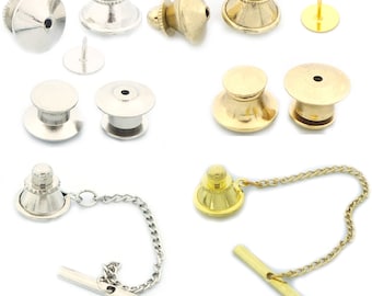 20 Sets Brass Tie Tac Tack Guard Pin Clutch Backs Findings Plated Locking 10mm Pins