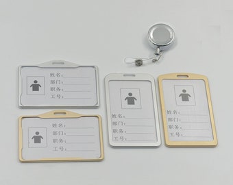 2/5/10 Pcs Alloy Aluminium ID Card Badge Holder with Badge Reel 4 Lanyard Retractable Sty Choice