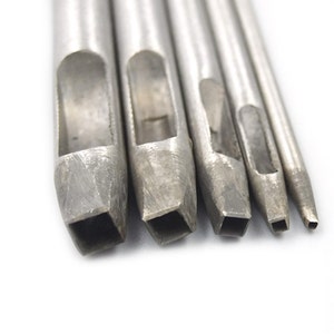 5 pezzi Foro quadrato cavo Acciaio Punzone Cutter Strumenti di taglio Cintura in pelle 1 mm 2 mm 3 mm 4 mm 5 mm C191