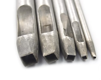 5 Pcs Hollow Square Hole Steel Punch Cutter Cutting Tools Leather Belt 1mm 2mm 3mm 4mm 5mm C191
