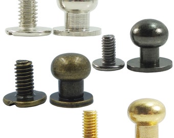 50 Sets Brass Head Button Studs, 8mm Screwback Leather Rivets