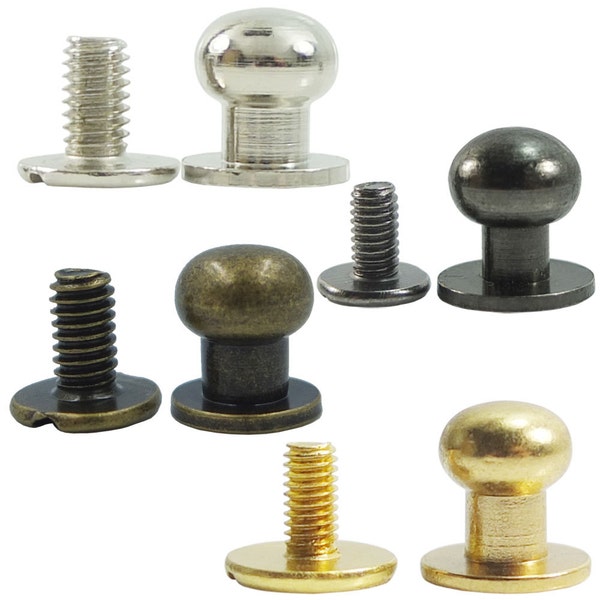 50 ensembles bouton tête 8mm 5/16 po en laiton clous à vis Screwback taches de dos pour Rivet cuir avec vis C444