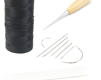 4 Styels Bonefolder punzón agujas e hilo de cosen cera línea cuero artesanal costura herramientas C415
