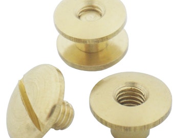 10 20 50 100 Pcs 10mm 3/8" Solid Brass Screw Head Screw Back Feet CHICAGO Binding Screws Binder Posts for Purse Handbag Spike Spot Stud C694