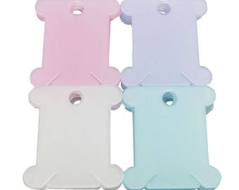200 Pcs Plastic Floss Bobbin Self-Stick Floss Num Labels 40mmx37mm Mixed P120