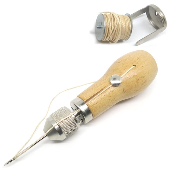 Leather Hand Single Stitch Sew Sewing Awl Tool Needle Stitching With Thread  Kit DIY C700 