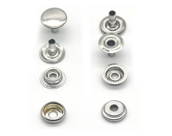 Leather craft Snaps Longer Posts for Rapid Rivet Brass Button Fasteners Fabrics 15x8mm