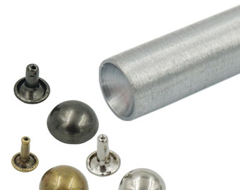 100 Sets Double Mushroom Domed Rivet Cap Stud Rapid Leather craft Metal Leathercraft With tools 6mm 8mm 10 mm 12mm 1/4&quot; 3/8&quot; 3/10&quot;1/2&quot;