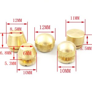 thumbnail image 2 of Okones 1/4'' 6mm Solid Brass Leathercraft Buckle Button Feet Nailheads Stud Spike Diy Purse Handbag Pack Of 20(base13''head14''height13'')(tamaño:base13''*head14''*height13'') 2 of 11