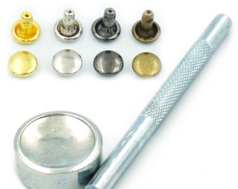 100 Sets 6mm 1/4" Double Round Cap Rivet Stud Leather with Tools C317