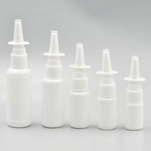 5 10 20 50 100 Pcs Empty Nasal Spray Plastic Bottles Pump Sprayer White 10ml 15ml 20ml 30ml 50ml