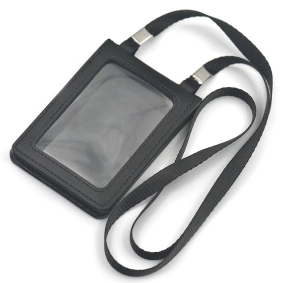 Genuine leather straight ID card holder (including lanyard) X0091