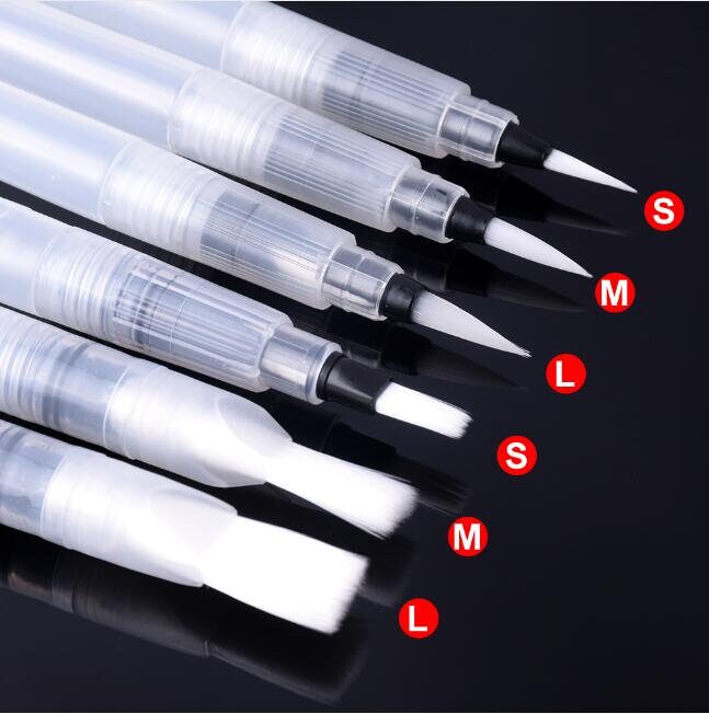 6pcs/set Refillable Paint Brush Water Brush Ink Pen Water Color Calligraphy  Drawing Painting Illustration Pen Marker Pen Art Supplies 