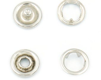 100 Sets 3/8" 9.5mm Open Ring No Sew Snaps Fasteners Swing Stud Attaching Buttons Nickel C259