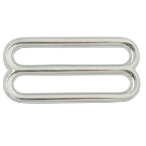 May include: Silver metal slider buckle with two loops.