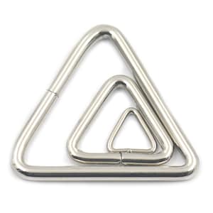 12/25/60/120 Pcs Triangles Rings For Belt Buckle Bag Webbing Nickel Straps Purses Ribbon 10 19 25 38mm 3/8&quot; 3/4&quot; 1&quot; 1 1/2&quot;