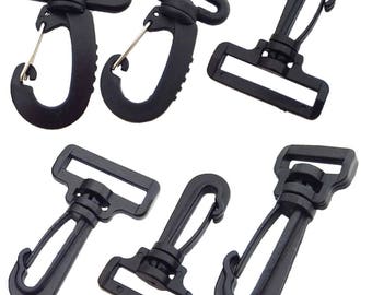 10 Pcs 3/4" 1" 1.25" 1.5" 18mm 25mm 32mm 38mm Plastic Hook Rocker Swivel Strap Webbing J Buckles