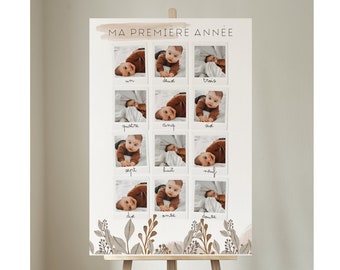 Póster decorativo personalizado "mi primer año" en fotos polaroid para bebé/niño