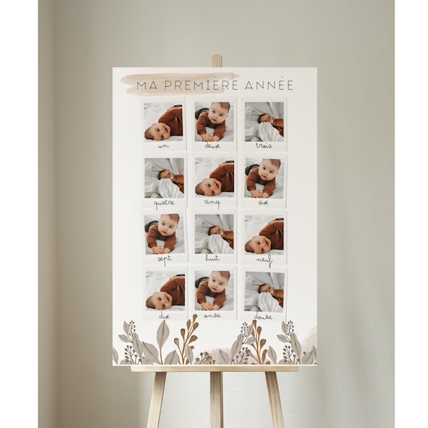 Personalized decorative poster "my first year" in polaroid photos for baby/child