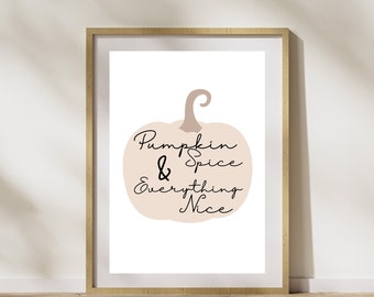 Pumpkin Wall Art Print - Autumn Colours - Neutral Print - Pumpkin Spice - Downloadable Digital Artwork